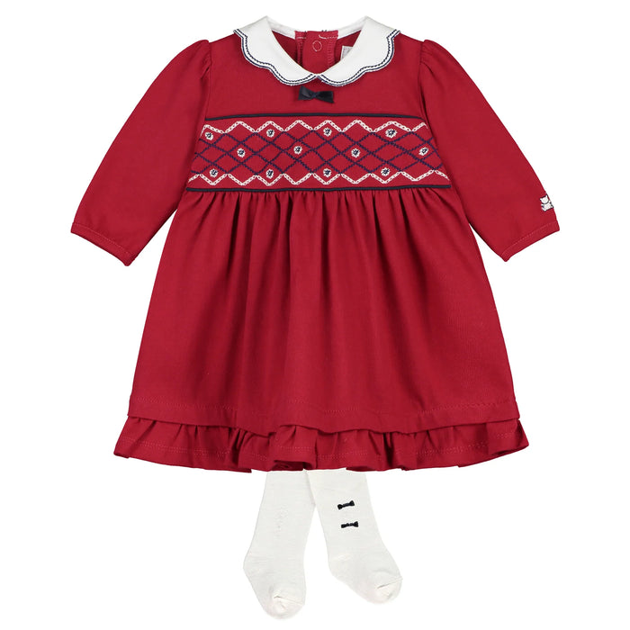 Emile et Rose Christie Red Baby Girls Party Dress with Tights