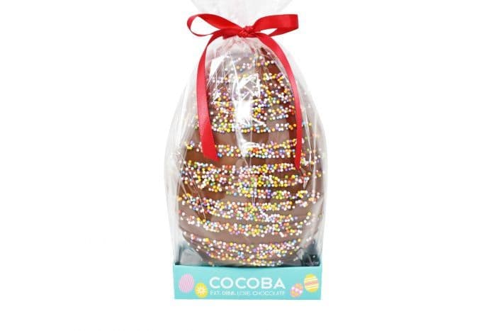 Cocoba Milk Chocolate Drizzled Easter Egg with Coloured Sprinkles
