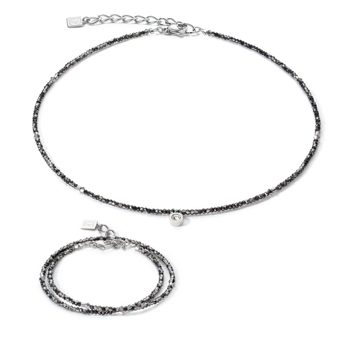Coeur De Lion Sparkling Dot Delicate necklace silver & anthracite