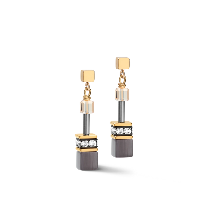 Coeur De Lion GEOCUBE® Earrings grey-gold