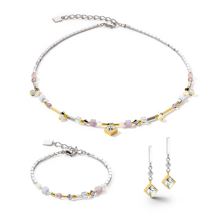 Coeur De Lion Brilliant Square Precious earrings multicolour romantic pastel