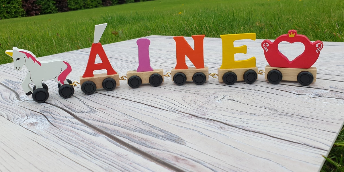 Coloured Wooden Train Letters
