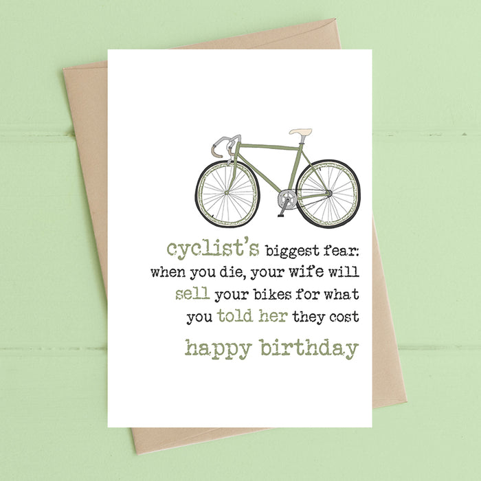 Dandelion Stationery Happy Birthday Card - Cyclists Biggest Fear