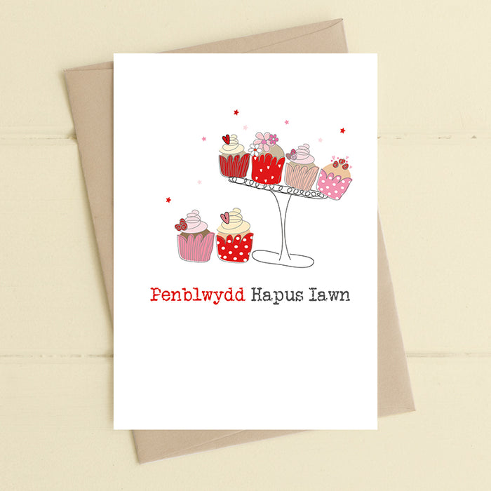 Dandelion Stationery Penblwydd Hapus Iawn (Happy Birthday) Card - Cake