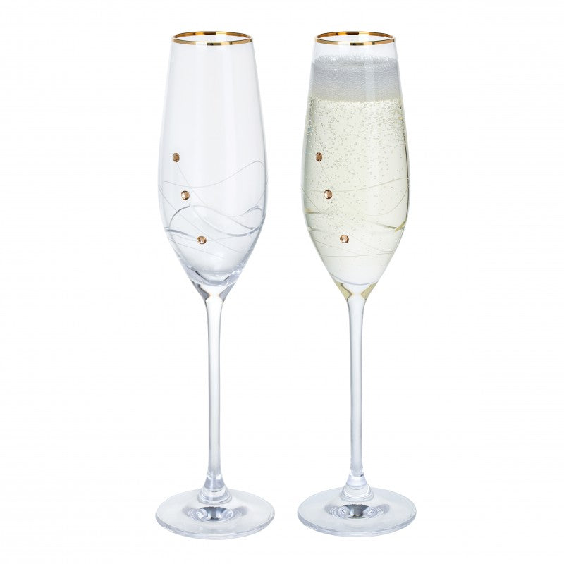 Bubble Glass Champagne Flute, Clear, Set Of 4