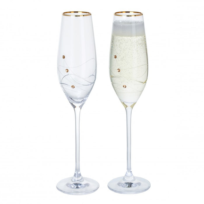 Dartington Glitz Gold Champagne Set of 2 Flutes