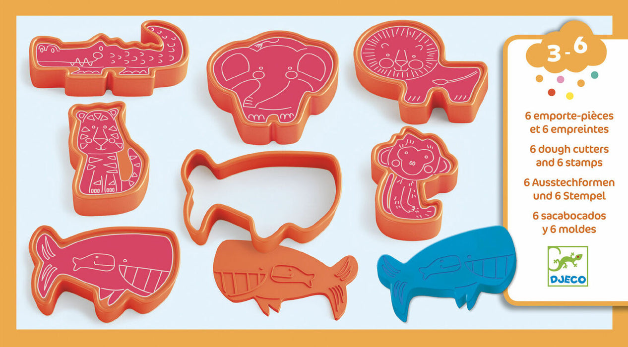 Djeco Light Clay Cookie Cutters and Animal Stamps
