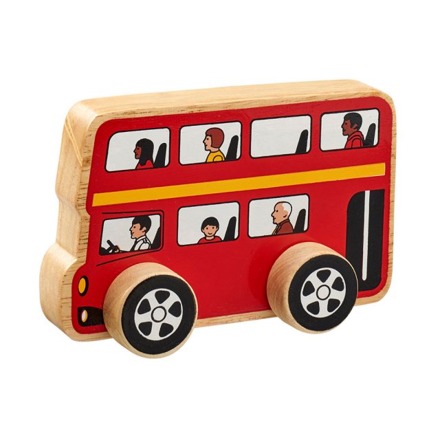 Lanka Kade Natural Wooden Double Decker Bus Push Along