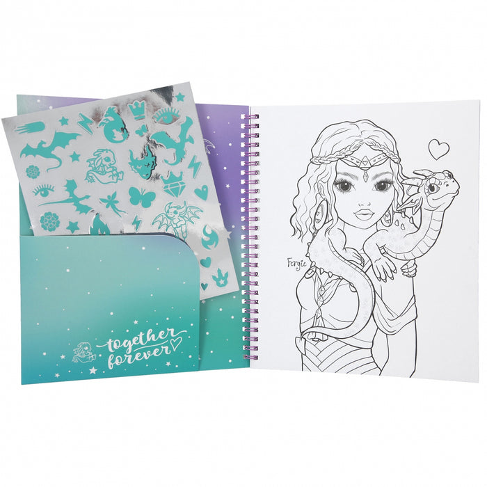 TOPModel Colouring Book With Sequins DRAGON LOVE
