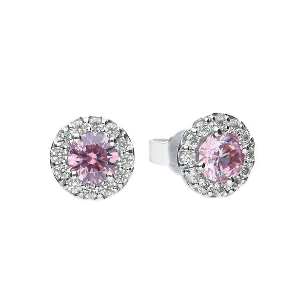 Diamonfire Dusky Pink Zirconia Pave Set Stud Earrings