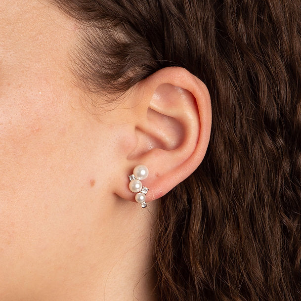 Diamonfire Shell Pearl Bubble Stud Earrings with Diamonfire Zirconia