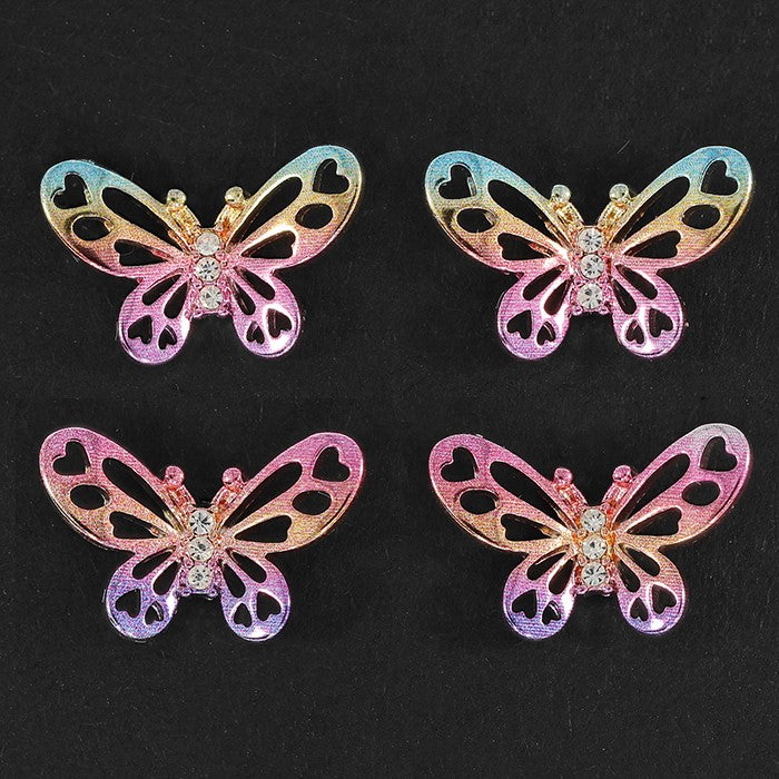 Equilibrium Girls Rainbow Butterfly Silver Plated Earrings