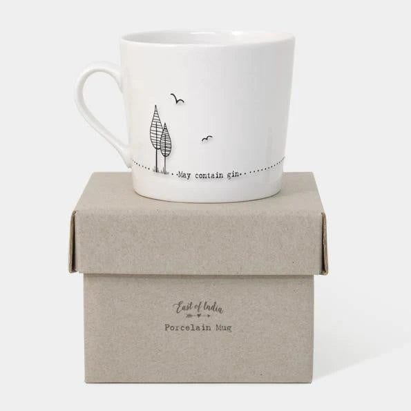 East Of India Porcelain Wobbly Mug - May Contain Gin