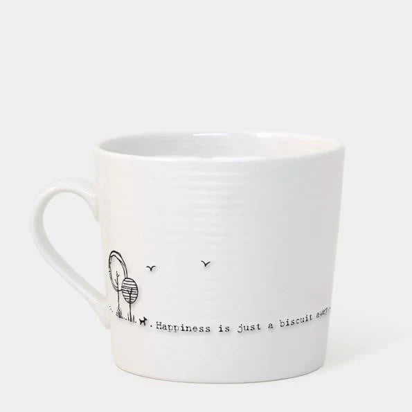 East Of India Porcelain Wobbly Mug - Happiness Is Just A Biscuit Away