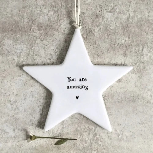 East of India Porcelain Hanging Star - You Are Amazing