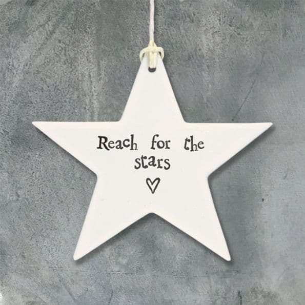 East of India Porcelain Hanging Star - Reach For The Stars