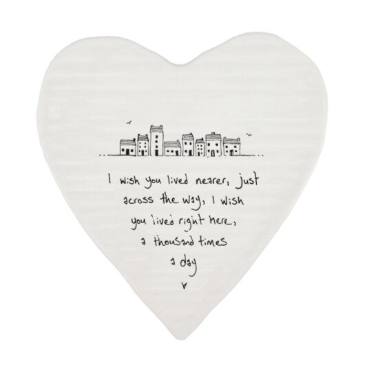 East of India Porcelain Heart Coaster - Doesn't Matter Where You're Going