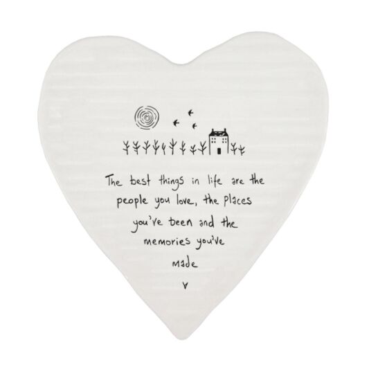 East of India Porcelain Heart Coaster - Best Things Are People You Love