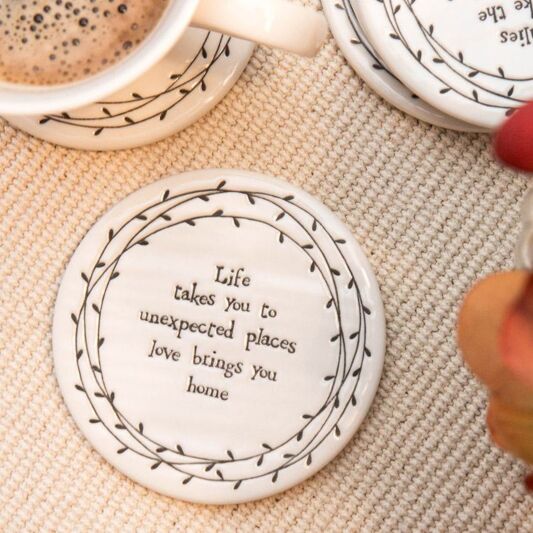 East of India Porcelain Leaf Coaster - Life Takes You