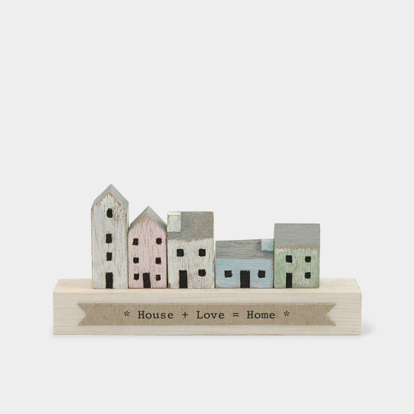 East of India Wooden Sign - House & Love