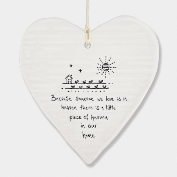 East of India Wobbly Porcelain Round Heart - Someone We Love In Heaven