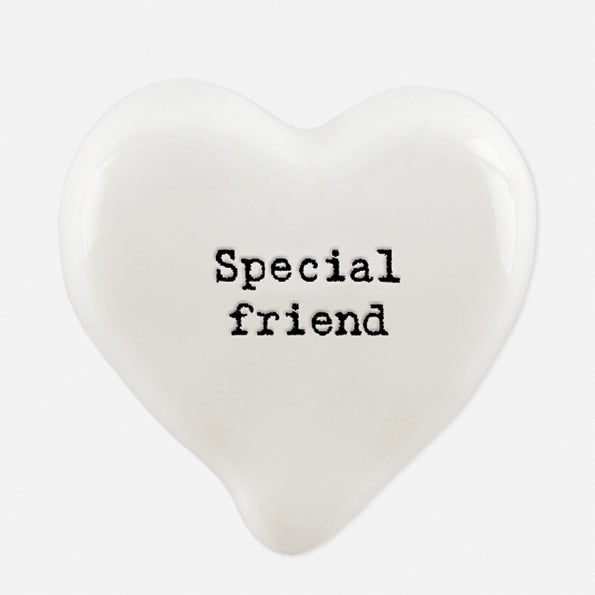 East of India White Heart Token - Special Friend