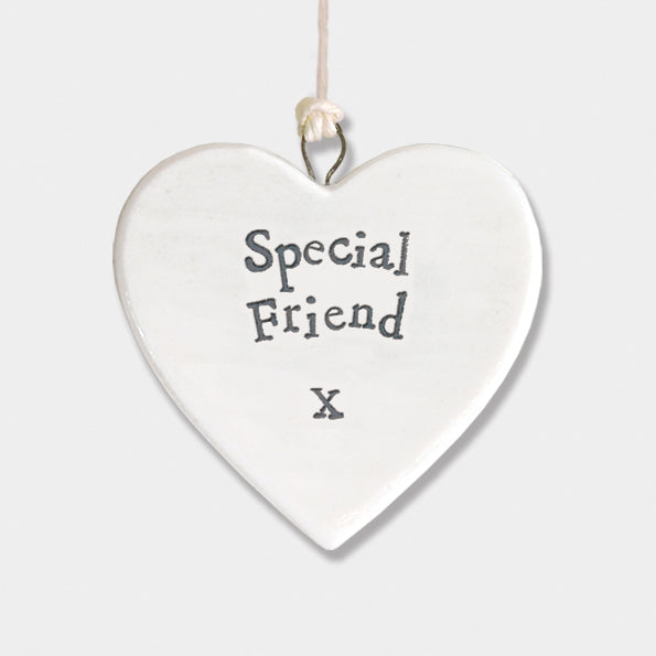 East of India Porcelain Round Hanging Heart - Special Friend