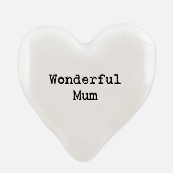 East of India White Heart Token - Wonderful Mum