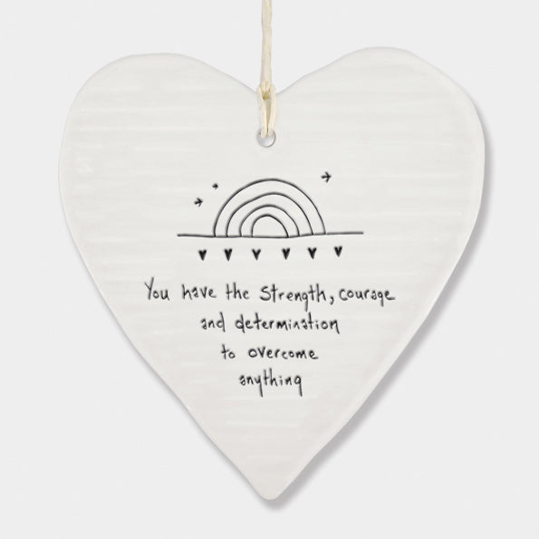 East of India Wobbly Porcelain Round Heart - You Have Strength