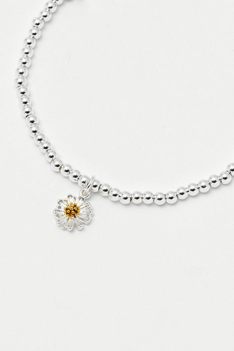Estella Bartlett Sienna Wildflower Bracelet with Silver Beads and Silver Wildflower