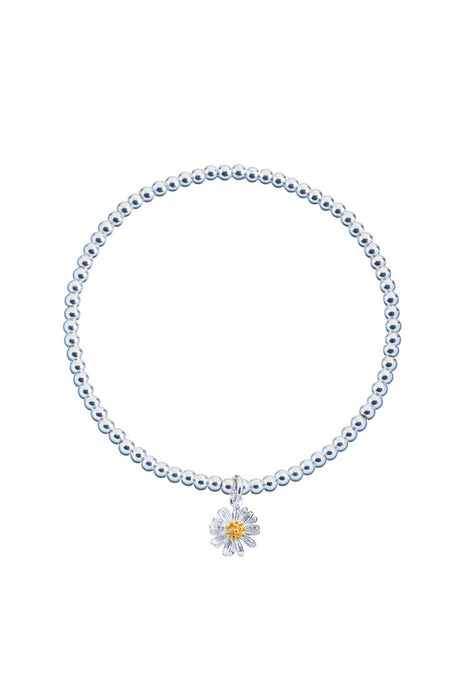 Estella Bartlett Sienna Wildflower Bracelet with Silver Beads and Silver Wildflower