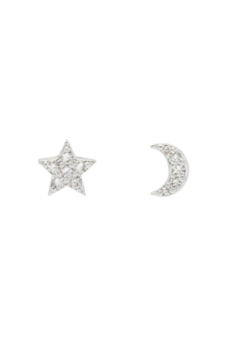 Estella Bartlett Mismatched CZ Star and Moon Stud Earrings