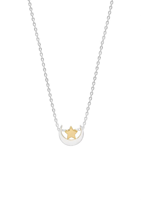 Estella Bartlett Silver and Gold Plated Moon & Star Swinging Necklace