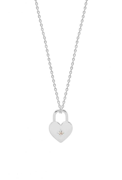 Estella Bartlett Silver Plated Heart Lock Necklace