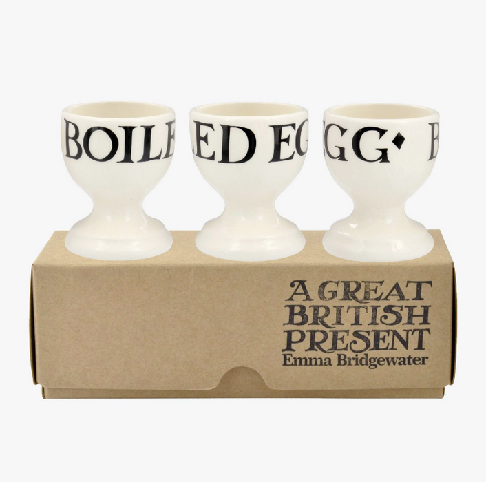 Emma Bridgewater Black Toast Set of 3 Egg Cups Boxed