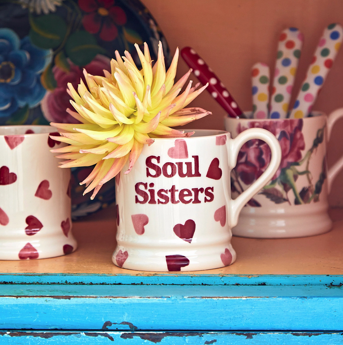 Emma Bridgewater Pink Hearts Soul Sisters 1/2 Pint Mug