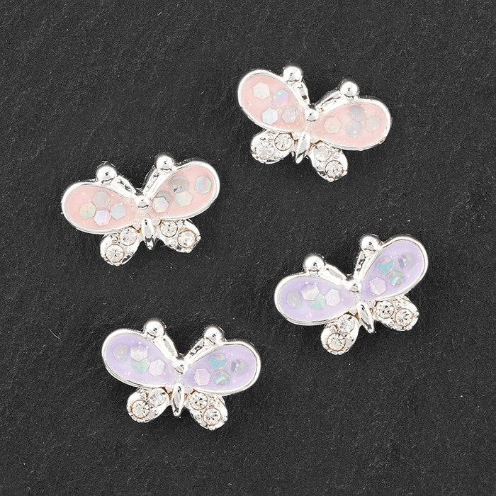 Equilibrium Glitter Sparkle Butterfly Silver Plated Earrings