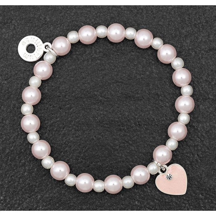 Equilibrium Pretty Pearl Silver Plated Bracelet Heart — Maple Gifts