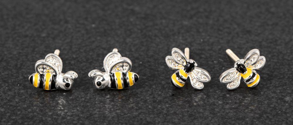 Equilibrium Girls Stud Earrings Silver Plated Bumble Bee Earrings