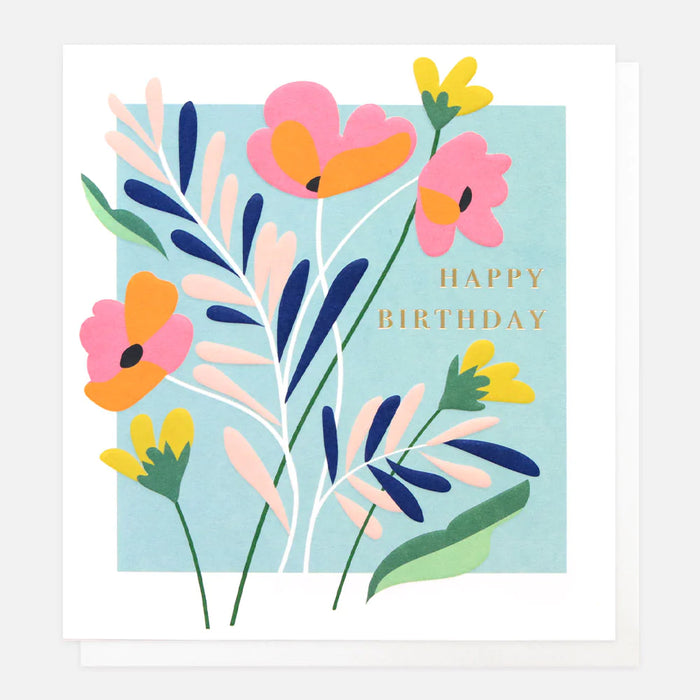 Caroline Gardner Blue Floral Birthday Card