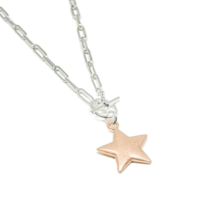 Clementine Florence Star Link Necklace - Rose Gold