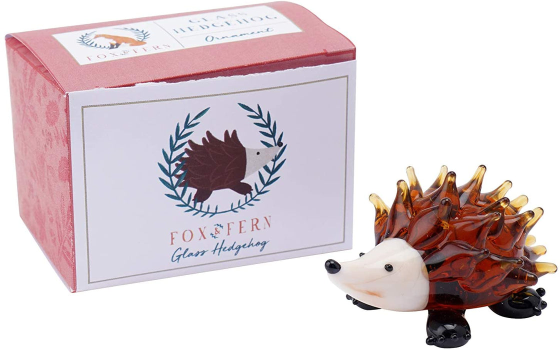 Fox and Fern Glass Hedgehog Ornament
