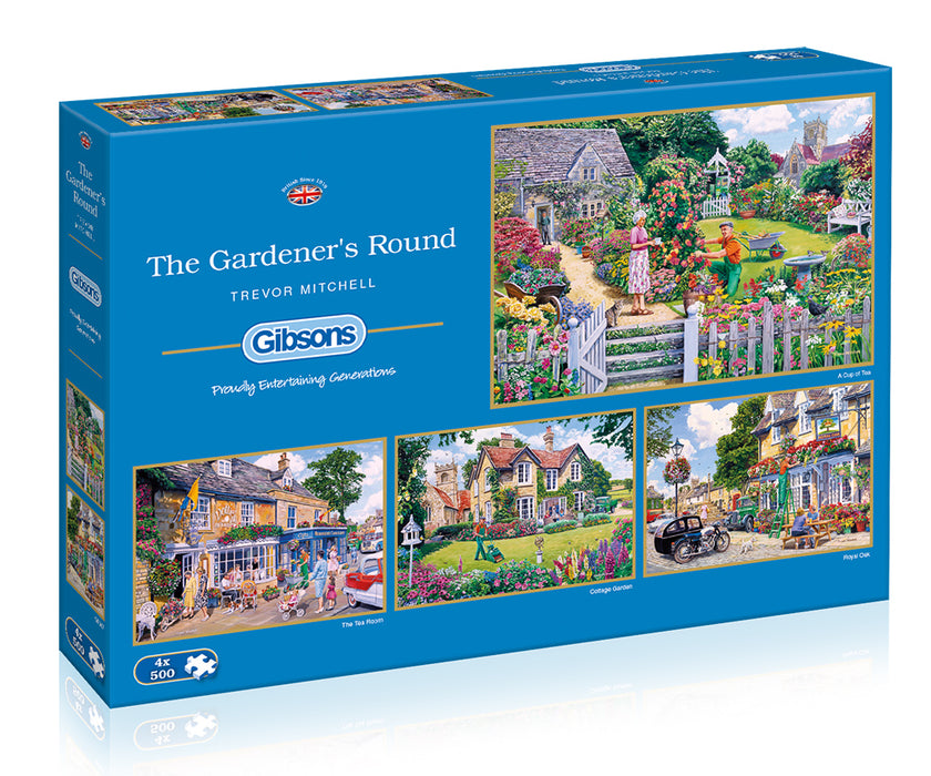 Gibsons The Gardeners Round 4 x 500pc Jigsaw Puzzles