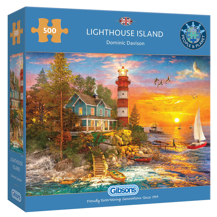 Gibsons Lighthouse Island 500 Piece Jigsaw Puzzle