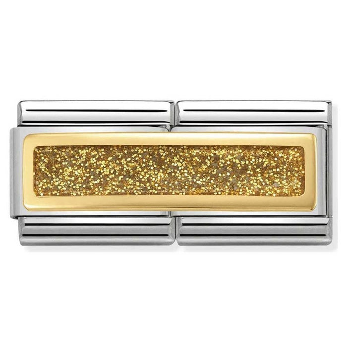 Nomination Classic Gold Double Engraved Gold Glitter Rectangle Charm