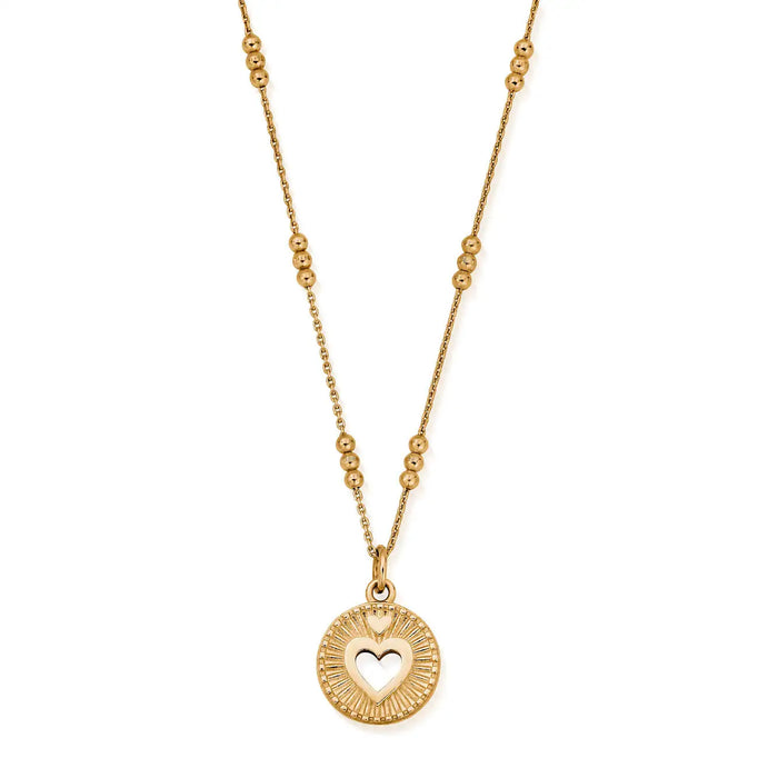 Chlobo Gold Triple Bobble Chain Guiding Heart Necklace