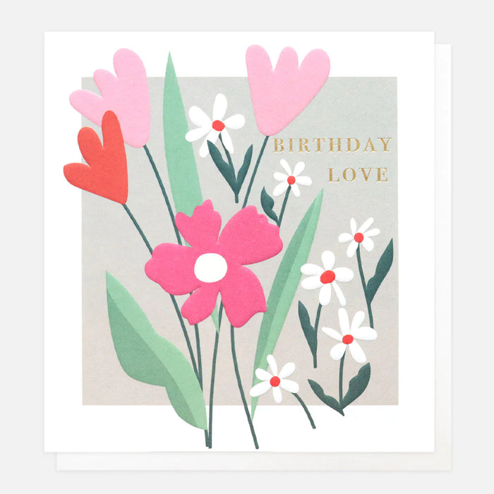 Caroline Gardner Grey Floral Birthday Card