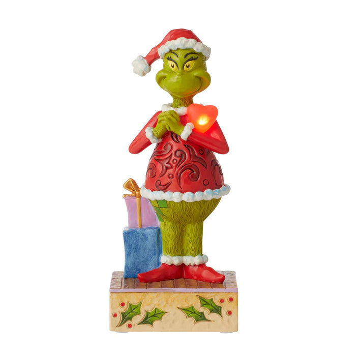 Grinch with Blinking Light Up Heart Figurine