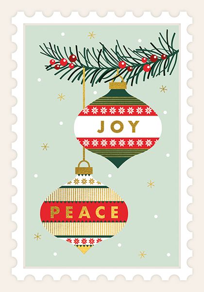 Art File Joy & Peace Baubles Christmas Card