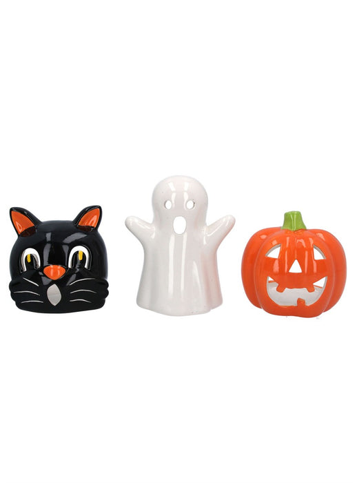 Gisela Graham Ghost Pumpkin & Black Cat Halloween Tealights